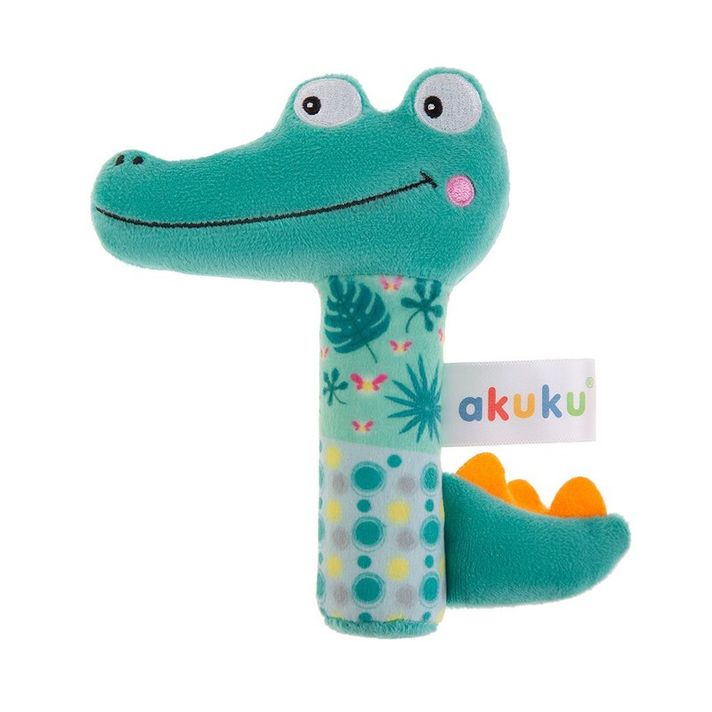 AKUKU - Gyermek sípolós plüss játék csörgővel Krokodil