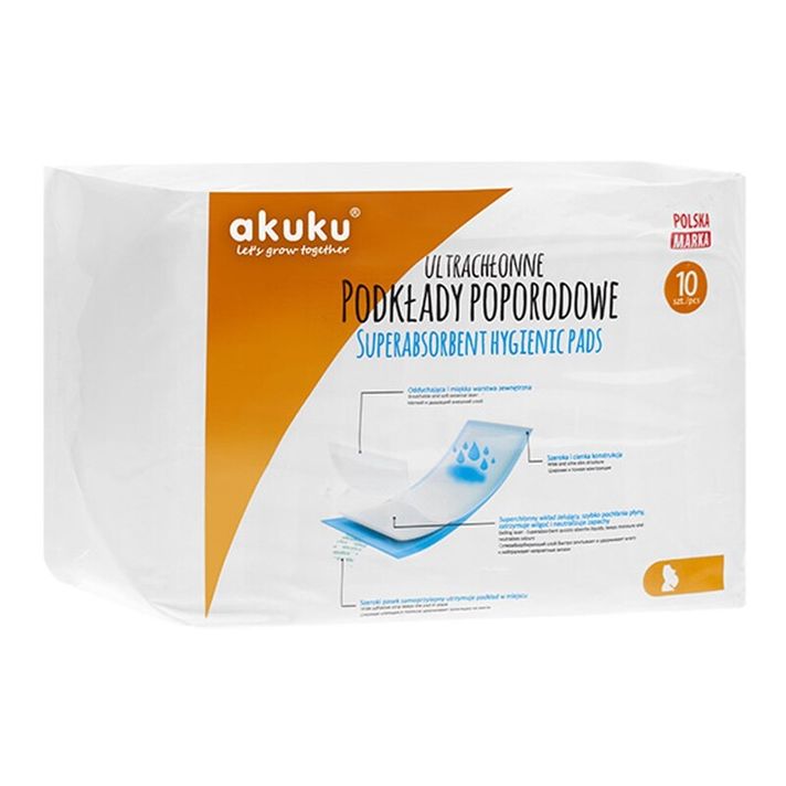 AKUKU - Eldobható egészségügyi szülés utáni betét 10 db-ot tartalmaz