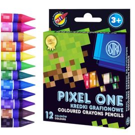 ASTRA - Gyermek grafit színező ceruzák fa nélkül MINECRAFT Pixel One, 12 darabos készlet, 316121007