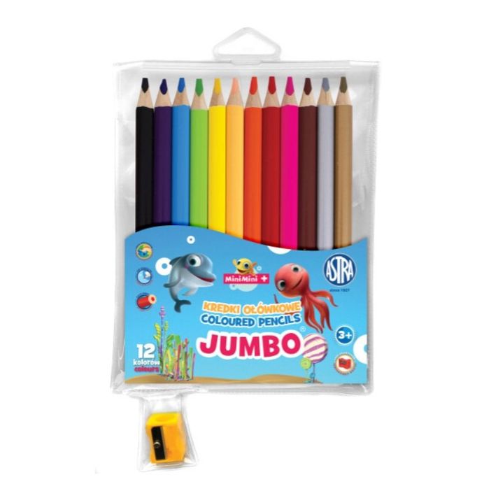ASTRA - MINI-MINI JUMBO iskolai színező ceruzák 12db + hegyező, 312221009