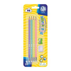 ASTRA - Pasztell,4x HB ceruza vonalzóval és radírral, ceruzahegyező+radír, buborékcsomagolás, 206120007