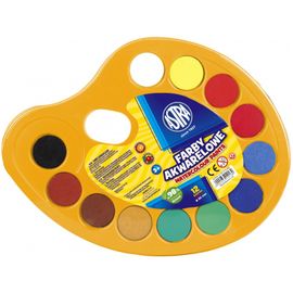 ASTRA - Akvarellfestékek palettán ecset átmérője 30mm, 12 szín, 83216903