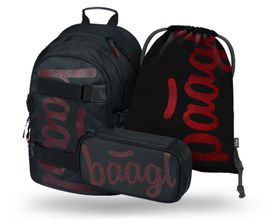 BAAGL - KÉSZLET 3 Red: hátizsák, tolltartó, zseb