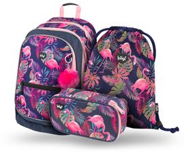 BAAGL - KÉSZLET 3 Flamingo: hátizsák, tolltartó, táska ver. 2