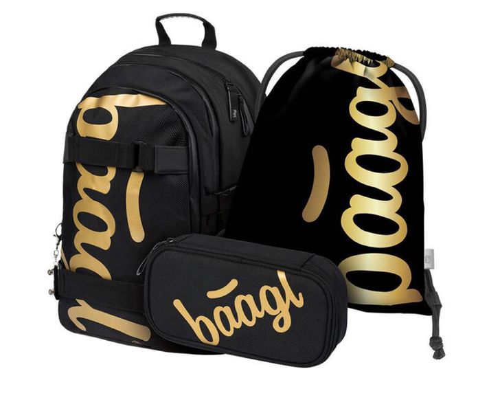BAAGL - SET 3 Skate Gold: hátizsák, tolltartó, tasak