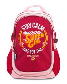 BAAGL - Iskolai hátizsák esőkabáttal Supergirl - STAY CALM
