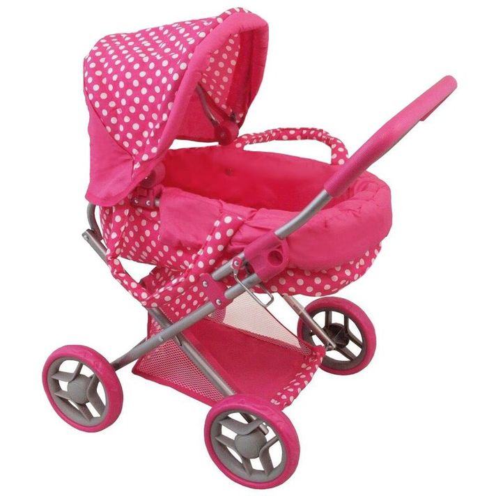 BABY MIX - Mély babakocsi babáknak pöttyös rózsaszín