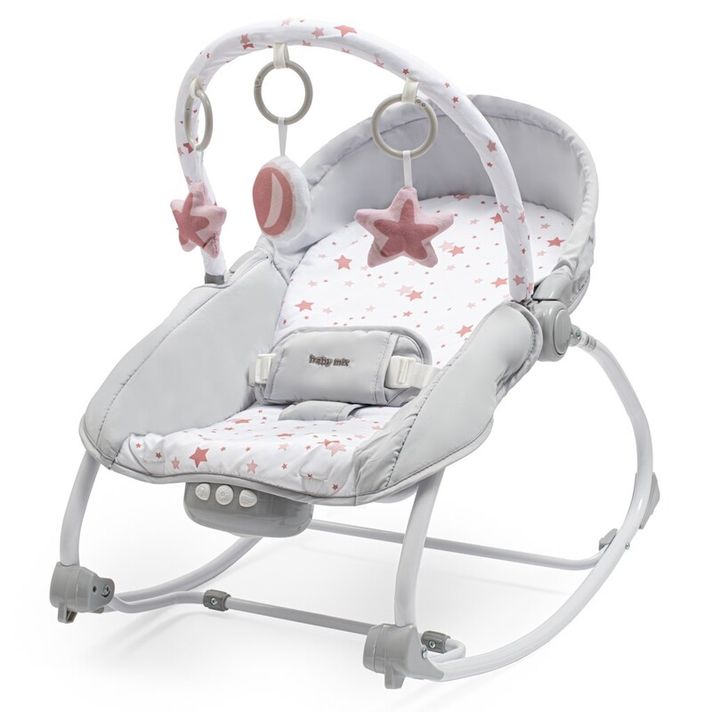 BABY MIX - Multifunkcionális baba hinta pihenőszék csillagok rózsaszín