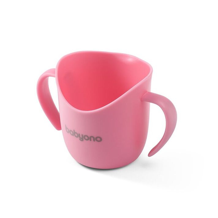 BABYONO - Ergonomikus ivástanuló bögre FLOW rózsaszín
