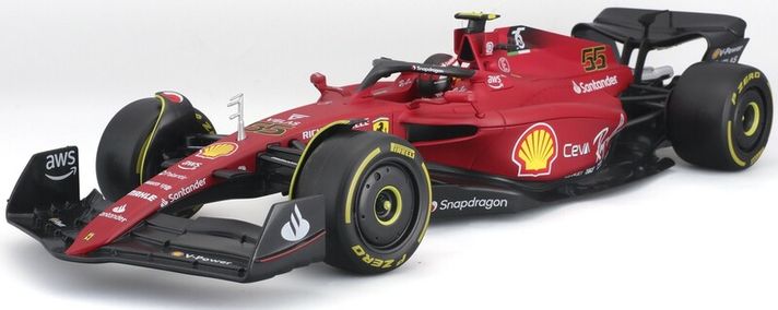BBURAGO - 1:18 Formula F1 Ferrari Scuderia F1-75 (2022) nr.55 Carlos Sainz - pilótával és