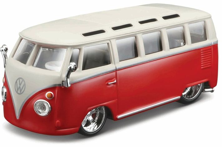 BBURAGO - 1:32 Volkswagen Van Samba Piros-fehér
