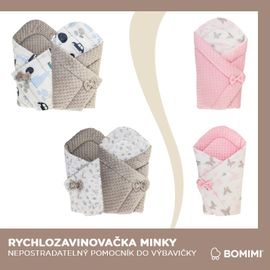 BOMIMI - Minky Animals fordítható kendő, bézs színű