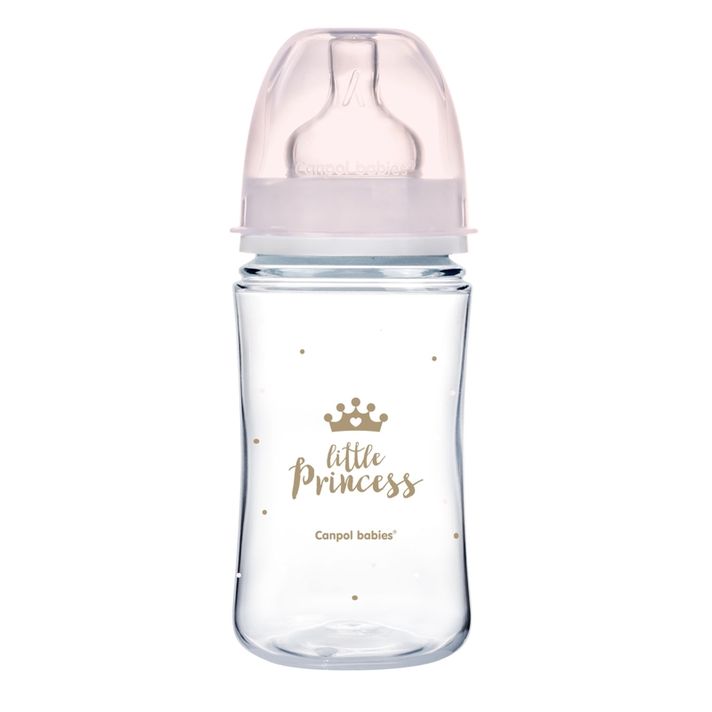 CANPOL BABIES - Royal Baby 240 ml-es széles szájú palack rózsaszínű