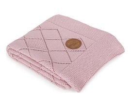 CEBA - Kötött takaró díszdobozban 90 x 90 rizs mintás rózsaszínű
