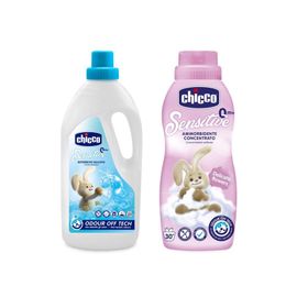 CHICCO - Baby Sensitive mosószer 1.5l + lágyítószer conc. Chichik Virág ölelés 750ml