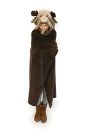 COZY NOXXIEZ - BL815 Rénszarvas - meleg kapucnis takaró állatos és mancsos zsebekkel