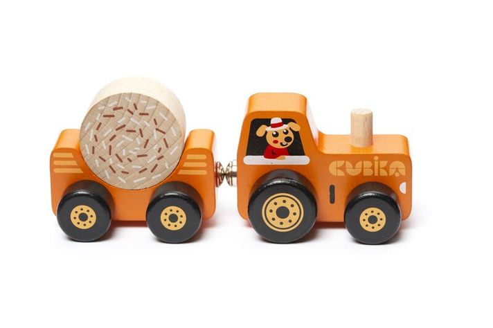 CUBIKA - 15351 vontatóval felszerelt traktor - fa puzzle, mágneses 3 rész