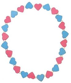 DETOA - Gyerek nyaklánc rózsaszín és kék szívekkel