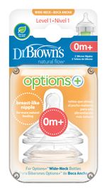 DR.BROWNS - Options+ széles szájú 0m+ szilikon cumisüveg cumizó 2db (WN1201)
