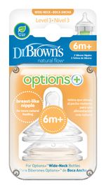 DR.BROWNS - Options+ széles szájú cumisüveg cumizó 6m+ szilikon 2db (WN3201)