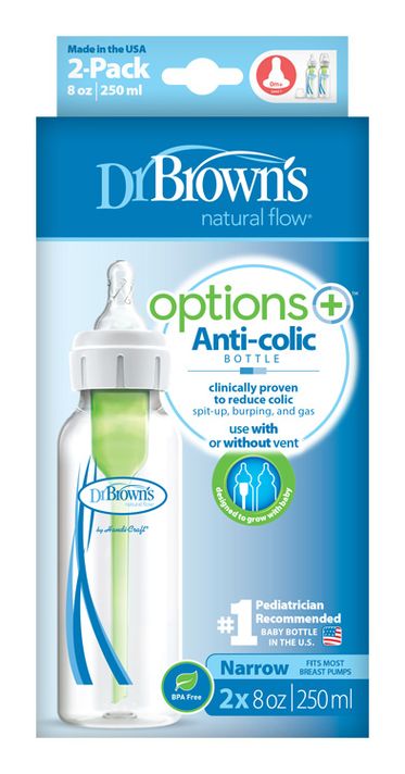DR.BROWNS - Antikolikus cumisüveg Options + keskeny 2x250ml műanyag (SB82006)