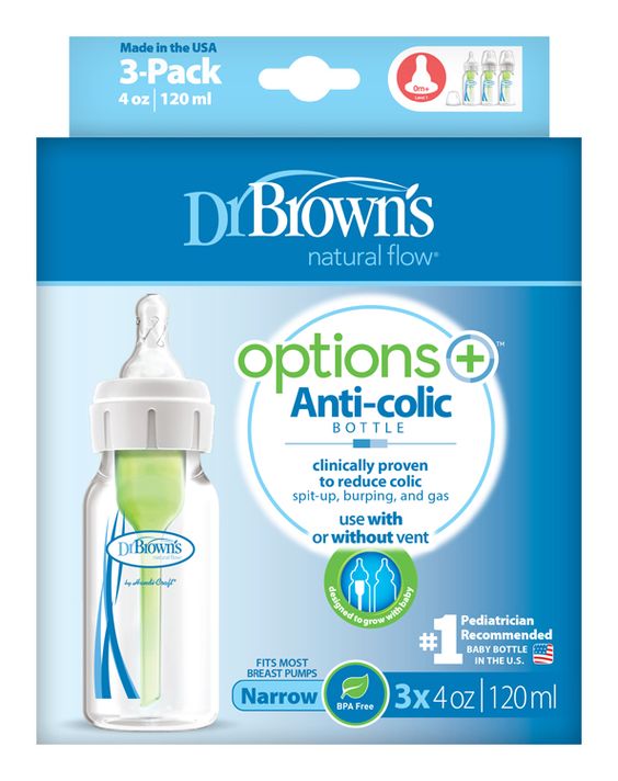 DR.BROWNS - Antikolikus cumisüveg Options + keskeny 3x120ml műanyag (SB43005)