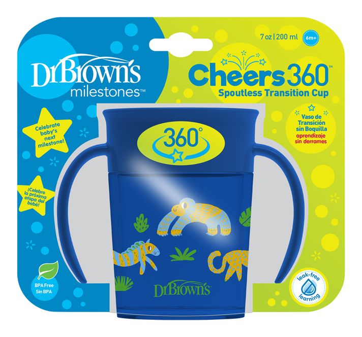 DR.BROWNS - Cheers Jungle bögre fogantyúval. 200ml, kék (TC71006)