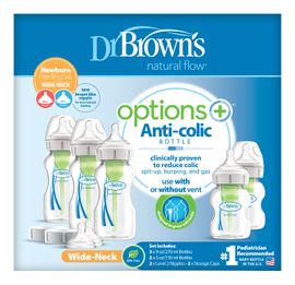 DR.BROWNS - 5 üvegből álló készlet Options+ széles szájú újszülött műanyag (WB09600)