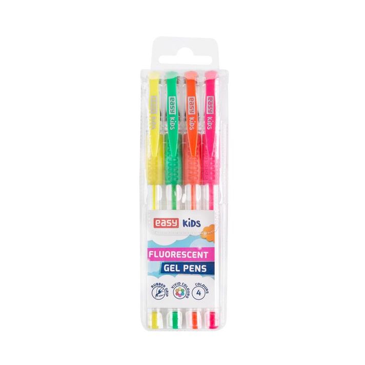 EASY - FLUO - zselés toll - neon színek - színkeverék- 4db/készlet