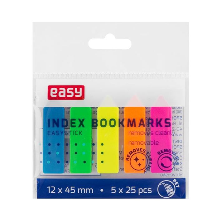 EASY - Műanyag könyvjelzők, 45x12 mm, neon mix 5 színben á 25 db