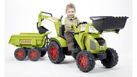 FALK - Pedálos traktor 1010W Claas Axos markolóval, kotróval és pótkocsival