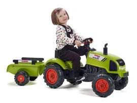FALK - Pedálos traktor 2041C Claas Arion pótkocsival és nyitható motorháztetővel