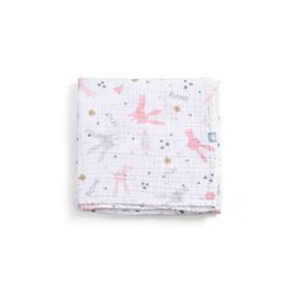FUNNABABY - Muszlin wrap pelenka Rabbit Pink 120 x 120 cm