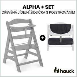 HAUCK - Alpha+ szett 2in1 fából készült szék, szürke + Melange charcoal