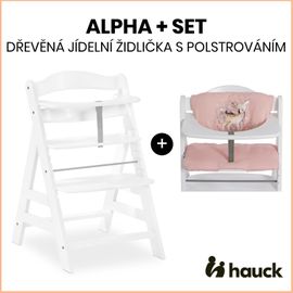 HAUCK - Alpha+ szett 2in1 fából készült szék, fehér + huzat Sweety