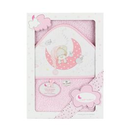 INTERBABY - Teddy maci alszik frottír fürdőlepedő - rózsaszín