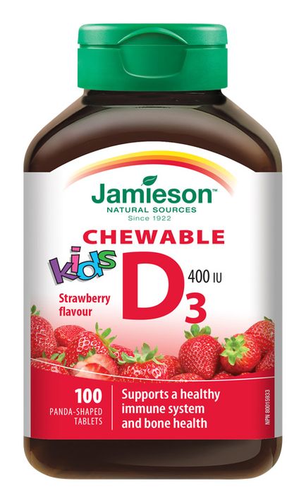 JAMIESON - D3 Vitamin Kids 400 NE eper ízű szopogató tabletta gyermekeknek 100 tbl.