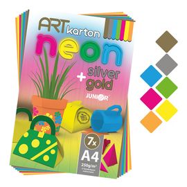 JUNIOR - Színes papírtömb - rajzolás ART CARTON NEON A4 250g (7 db) 7 szín keveréke