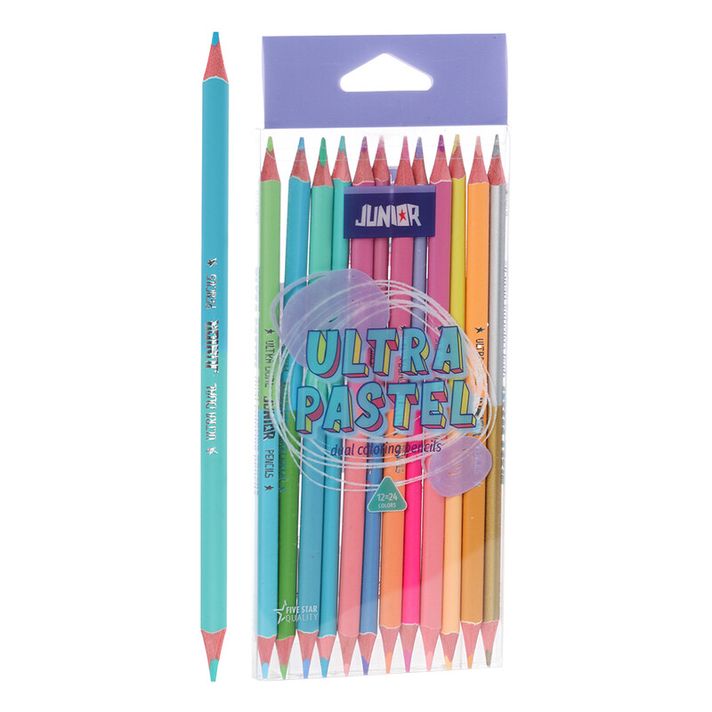 JUNIOR - Ceruzák kétszínű, háromszögletű, pasztell színek 12 db