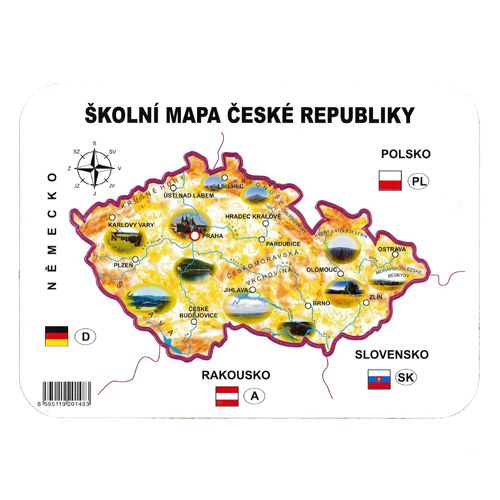 JUNIOR - Iskolai papír térkép a Cseh Köztársaság földrajzi sablon
