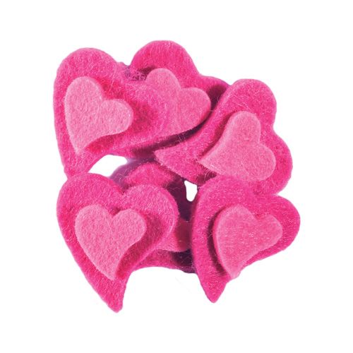 JUNIOR-ST - Díszítő szívek plüss rózsaszín, 6 darabos készlet