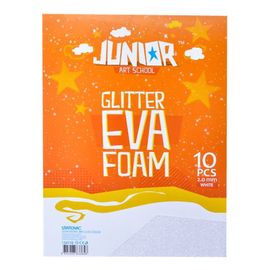 JUNIOR-ST - Dekoratív hab A4 EVA Glitter fehér 2,0 mm, készlet 10 db