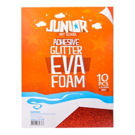 JUNIOR-ST - Dekoratív hab A4 EVA Glitter piros öntapadós 2,0 mm, készlet 10 db