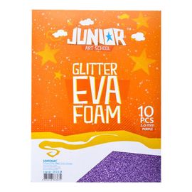 JUNIOR-ST - Dekoratív hab A4 EVA Glitter lila 2,0 mm, készlet 10 db