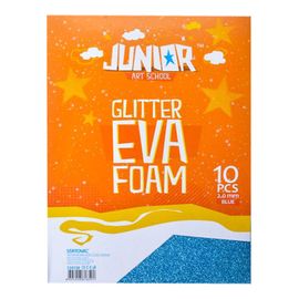 JUNIOR-ST - Dekoratív hab A4 EVA Glitter kék 2,0 mm, készlet 10 db
