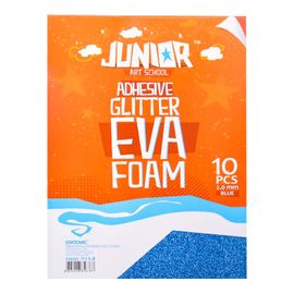 JUNIOR-ST - Díszítőhab A4 EVA Glitter kék öntapadós 2,0 mm, 10 darabos készlet