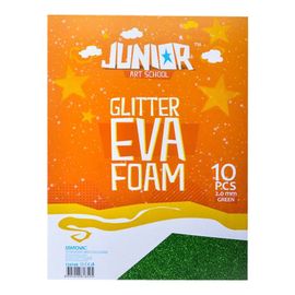 JUNIOR-ST - Dekoratív hab A4 EVA Glitter zöld 2,0 mm, készlet 10 db