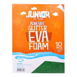 JUNIOR-ST - Dekoratív hab A4 EVA Glitter zöld öntapadós 2.0 mm, készlet 10 db
