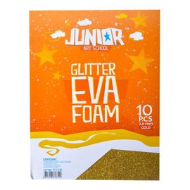 JUNIOR-ST - Dekoratív hab A4 EVA Glitter arany 2,0 mm, készlet 10 db