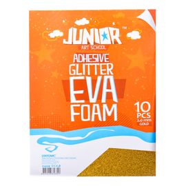 JUNIOR-ST - Dekoratív hab A4 EVA Glitter arany öntapadós 2,0 mm, készlet 10 db